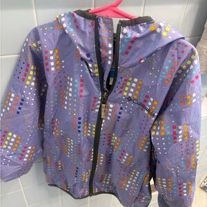 Columbia Kids' Purple Raincoat with Colorful Squares